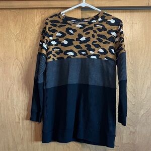 Leopard Print Colorblock Women's Top